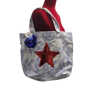 Aeropostale Red Sequin Star Tie Dye Canvas Tote Bag P.S.Girls Scrunchies HG10287